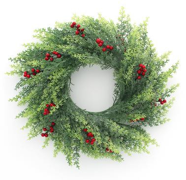 20inch Full PE Christmas Wreath With Artificial Berry Pinecones