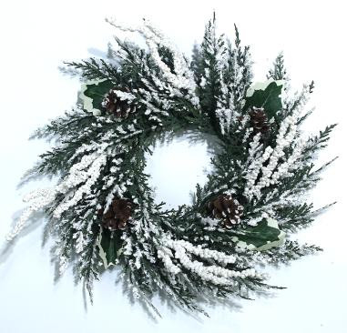 20inch Full PE Christmas Wreath With Artificial Berry Pinecones