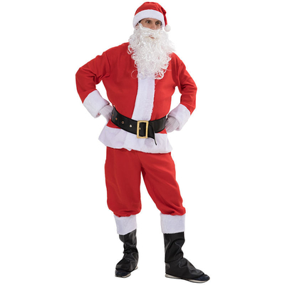 Polyester Luxury Velvet Santa Suit Adult Costume For Christmas Decoration