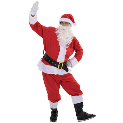 Polyester Luxury Velvet Santa Suit Adult Costume For Christmas Decoration