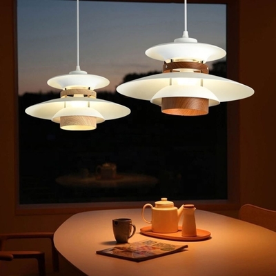 Modern Aluminum Metal Pendant Lamp Nordic Indoor Decorative White Light Chandelier