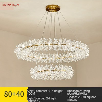 Modern Ceiling Nordic Crystal Lighting 60CM Circle Rings G4 LED Chandelier