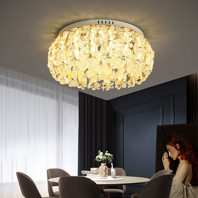 Modern Lustres Round Crystal Ceiling Lights Living Room Bedroom Suspended Ceiling Lamp