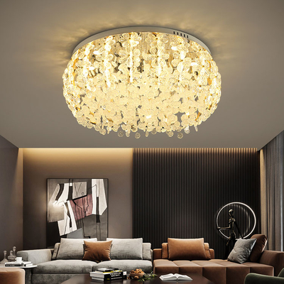 Modern Lustres Round Crystal Ceiling Lights Living Room Bedroom Suspended Ceiling Lamp