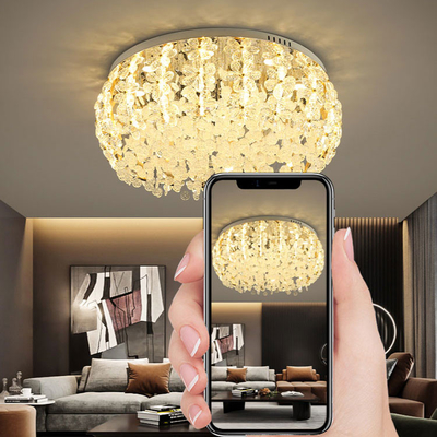 Modern Lustres Round Crystal Ceiling Lights Living Room Bedroom Suspended Ceiling Lamp