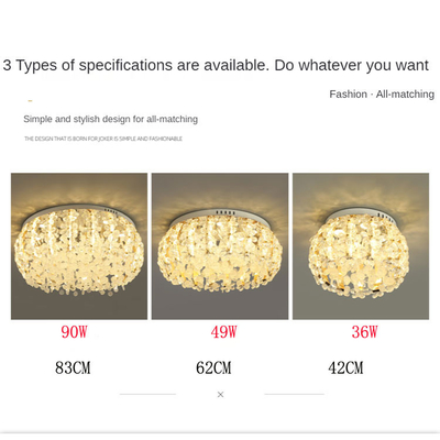 Modern Lustres Round Crystal Ceiling Lights Living Room Bedroom Suspended Ceiling Lamp
