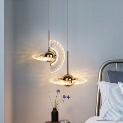 Modern Rotatable Bedroom Bedside LED Hanging Pendant Light Kitchen Small Crystal Lamp Chandeliers