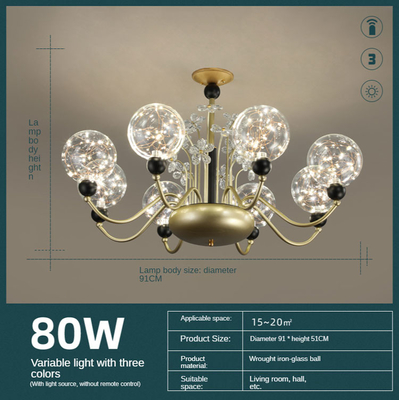 Indoor Decorative Living Room 8 ball Led Chandeliers glass Pendant Light