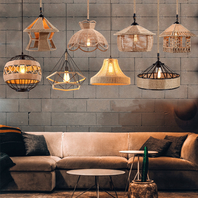 American Country Bar Cafe Restaurant Vintage Loft Light Hemp Rope Chandelier