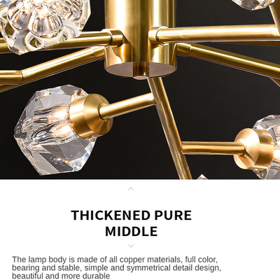Luxury brass home decoration golden Nordic K9 crystal modern chandelier LED crystal chandelier