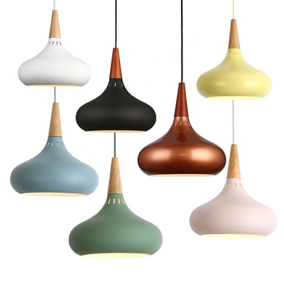 Nordic Chandelier Rose Gold Modern Hall Coffee Lighting Wrought Iron Solid Wood Macarons Hanging Light For Dining Room L