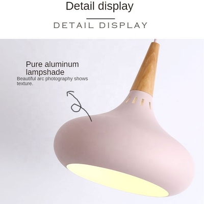Nordic Chandelier Rose Gold Modern Hall Coffee Lighting Wrought Iron Solid Wood Macarons Hanging Light For Dining Room L
