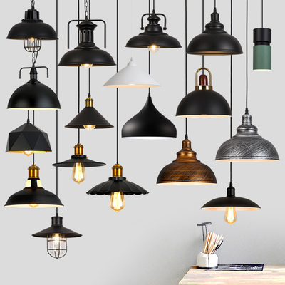 Lamps wholesale American retro industrial style restaurant bar cafe black wrought iron chandelier