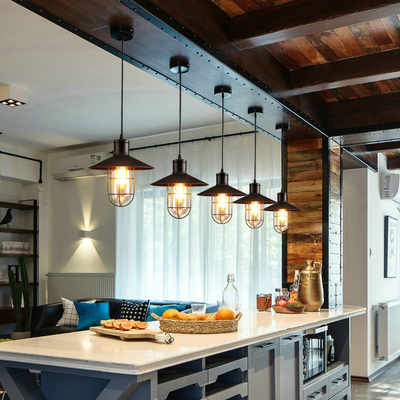 Wholesale retro black metal chandelier industrial bar loft industrial cafe restaurant wrought iron Light