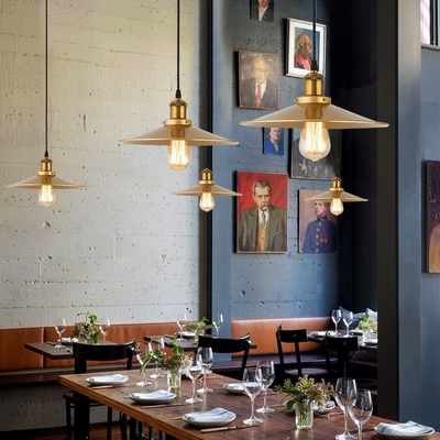 Vintage Round Shaped Chandelier Golden Iron Industrial Loft Drop Light Chandelier For Restaurant Bar Home
