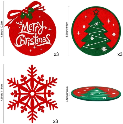 Customized Felt Drink Coffee Coaster Christmas Cup Mat With Holder