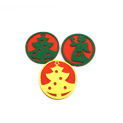 Customized Felt Drink Coffee Coaster Christmas Cup Mat With Holder