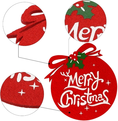 Red Felt Coasters Table Mat Xmas Winter Coffee Cup Mat Ornament