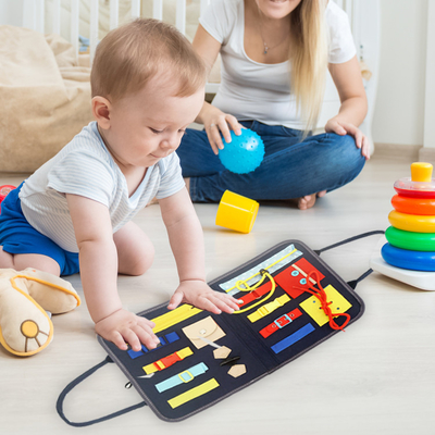 Felt Busy Board Montessori Toys for Toddler, Montessori Educational Busy playboard with latches