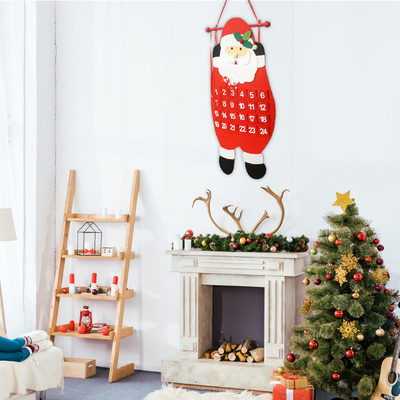 Felt Christmas Santa Advent Calendar With 24 Pockets Wall Hanging Countdown