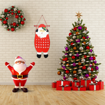 Felt Christmas Santa Advent Calendar With 24 Pockets Wall Hanging Countdown
