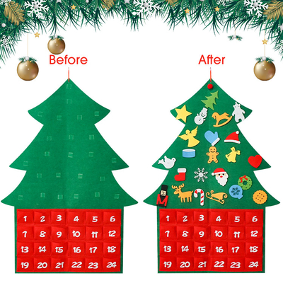 DIY Felt Christmas Tree Advent Calendar Decorations With Pockets Kids Gifts 24 Ornaments