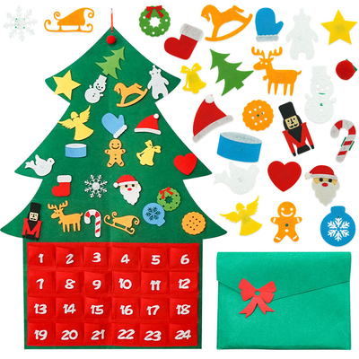 DIY Felt Christmas Tree Advent Calendar Decorations With Pockets Kids Gifts 24 Ornaments