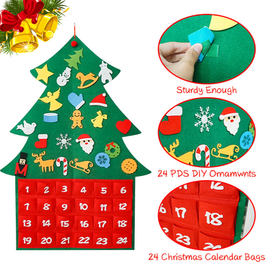 DIY Felt Christmas Tree Advent Calendar Decorations With Pockets Kids Gifts 24 Ornaments