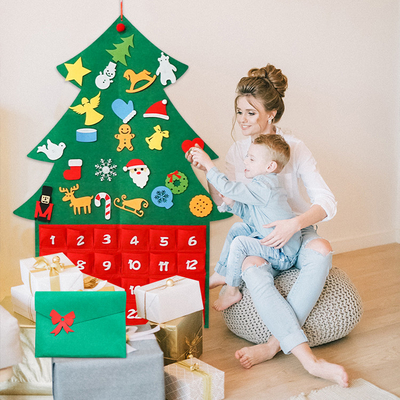 DIY Felt Christmas Tree Advent Calendar Decorations With Pockets Kids Gifts 24 Ornaments
