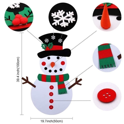 Wall Hanging Felt Christmas Snowman With Detachable Ornaments Xmas Gifts
