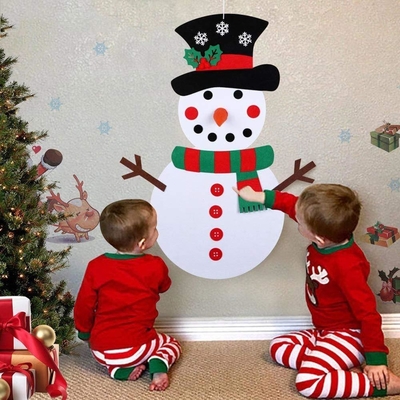 Wall Hanging Felt Christmas Snowman With Detachable Ornaments Xmas Gifts