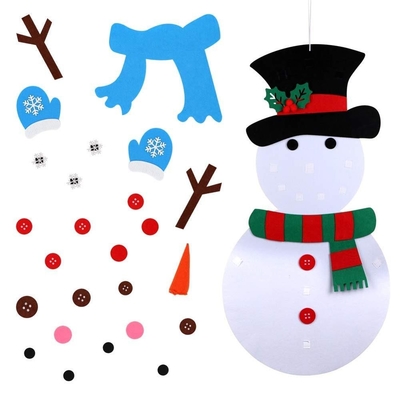 Wall Hanging Felt Christmas Snowman With Detachable Ornaments Xmas Gifts