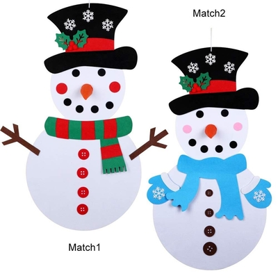 Wall Hanging Felt Christmas Snowman With Detachable Ornaments Xmas Gifts