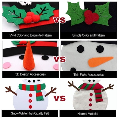 Wall Hanging Felt Christmas Snowman With Detachable Ornaments Xmas Gifts