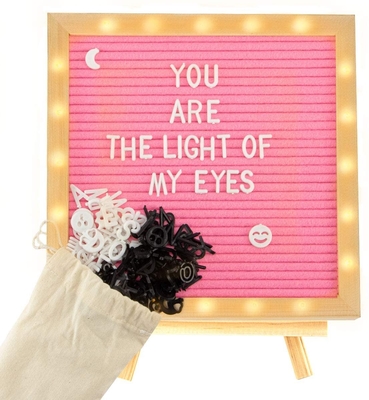 Pink LED Lights Message Felt Letter Board 10X10 With Stand Letters And Numbers