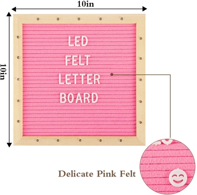 Pink LED Lights Message Felt Letter Board 10X10 With Stand Letters And Numbers