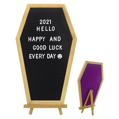 Amazon hot selling new release Oak wood Coffin Letter Board double sided board with wooden stand