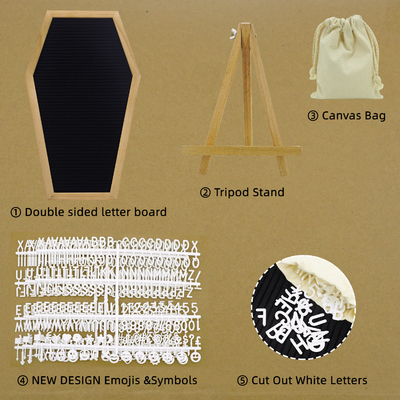 Amazon hot selling new release Oak wood Coffin Letter Board double sided board with wooden stand