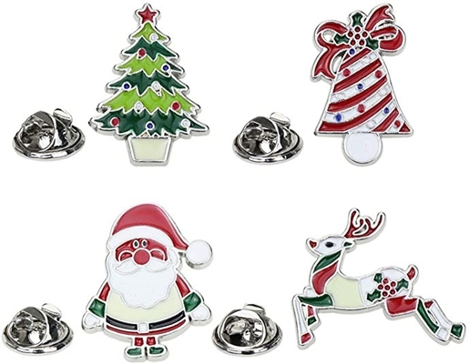 Christmas decoration metal tree Santa Claus ornament brooch lapel badge enamel pin for Xmas gift