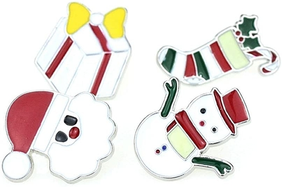 Christmas decoration metal tree Santa Claus ornament brooch lapel badge enamel pin for Xmas gift