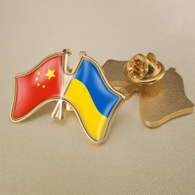 Ukraine Friendship Flag Badge Two Countries Friendly Custom Metal Badge