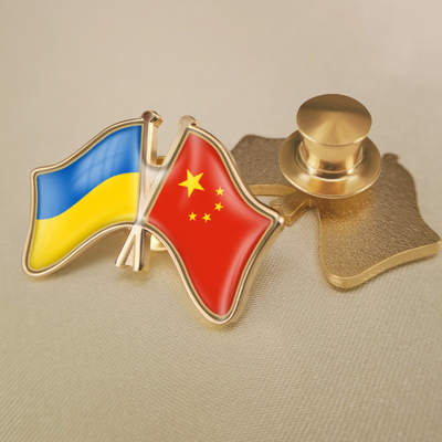 Ukraine Friendship Flag Badge Two Countries Friendly Custom Metal Badge