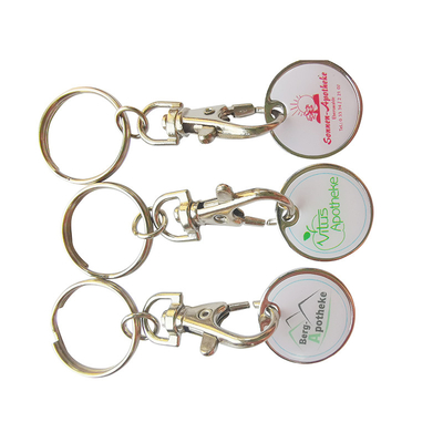 Custom Supermarket Metal Token Coins Shopping Cart Trolley Token Keychain