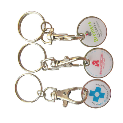 Custom Supermarket Metal Token Coins Shopping Cart Trolley Token Keychain