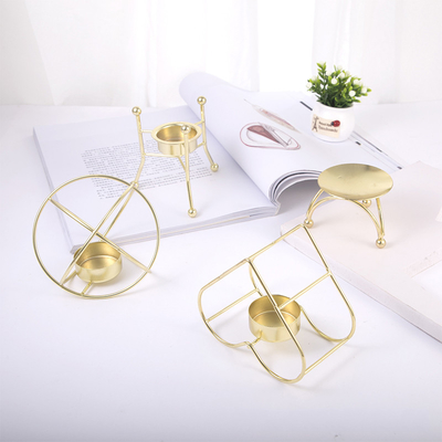 Wholesale candle holder gold Golden lantern shape candle stand wedding candlestick