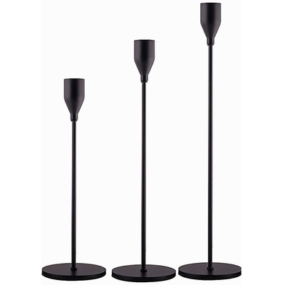 Metal Black Simple Modern Taper Candlestick Holders Wedding Bar Party Decor Candle Holders