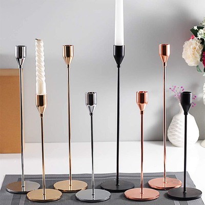 Metal Black Simple Modern Taper Candlestick Holders Wedding Bar Party Decor Candle Holders