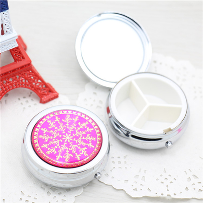 Creative  Portable Travel Small Metal Pill Box With 3 Compartments