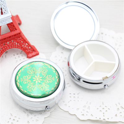 Creative  Portable Travel Small Metal Pill Box With 3 Compartments