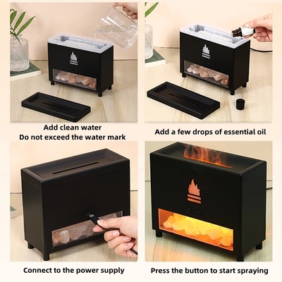 Simulation Closet 3D Flame Aromatherapy Salt Stone Air Humidifier USB Essential oil Diffuser for Home Room Fragrance
